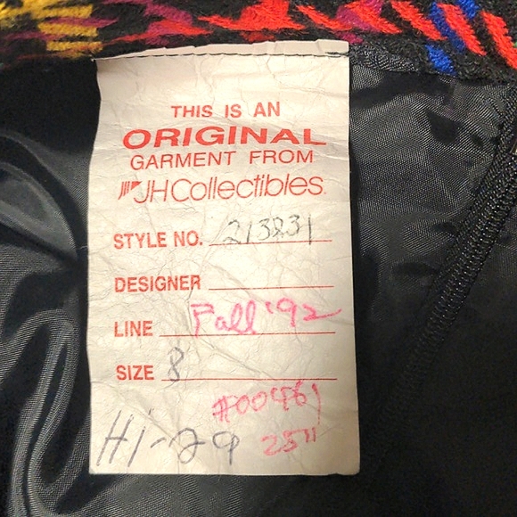 Vintage 90s JH Collectibles 2pc suit jacket & skirt bright plaid sz 8 EUC - Picture 6 of 15